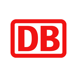 Rotes Logo mit den Buchstaben „DB“ auf weißem Hintergrund.